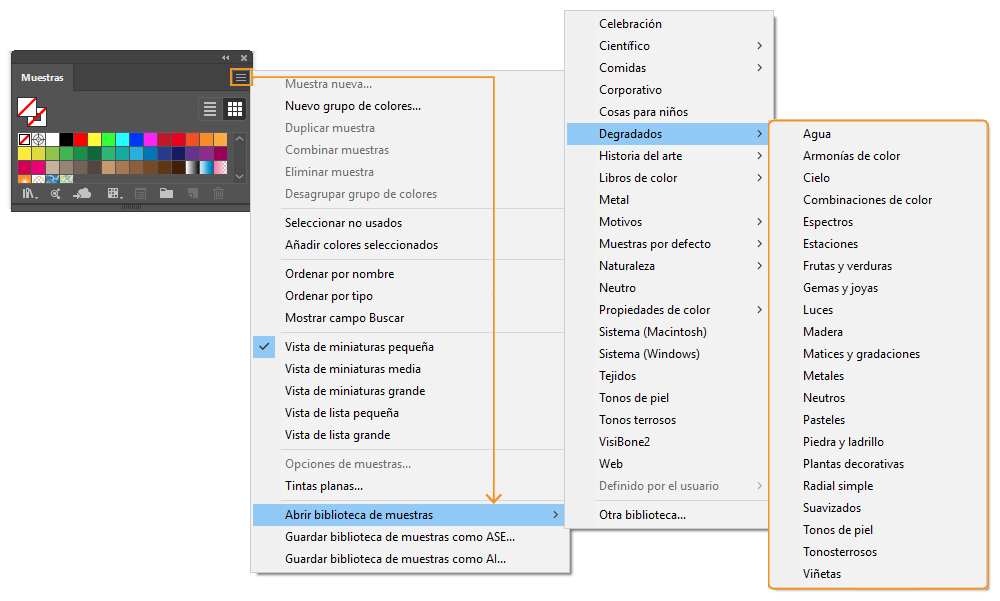 biblioteca de degradados
