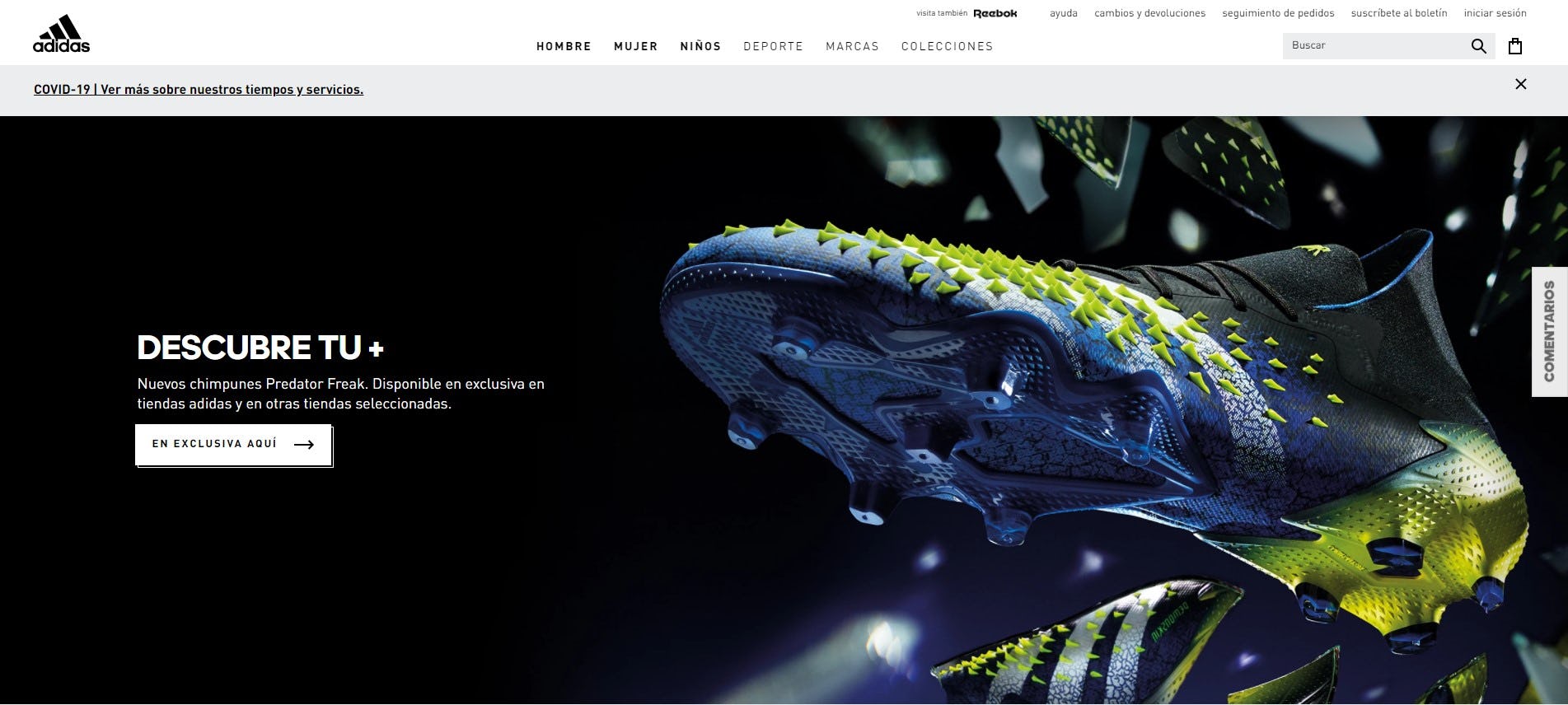 landing page de tienda deportiva
