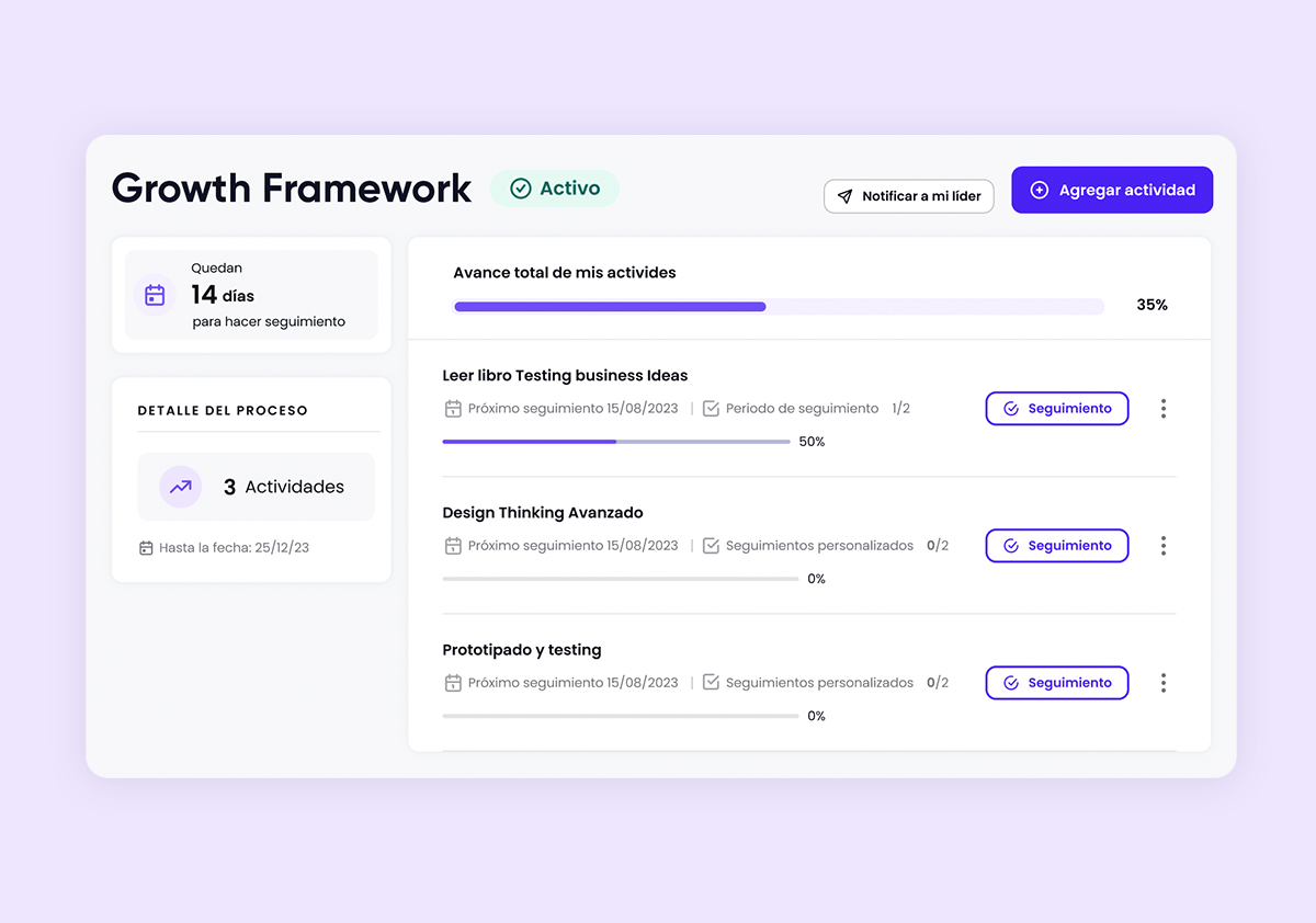 pid plataforma desempeño crehana plan individual de desarrollo personalizado growth framework