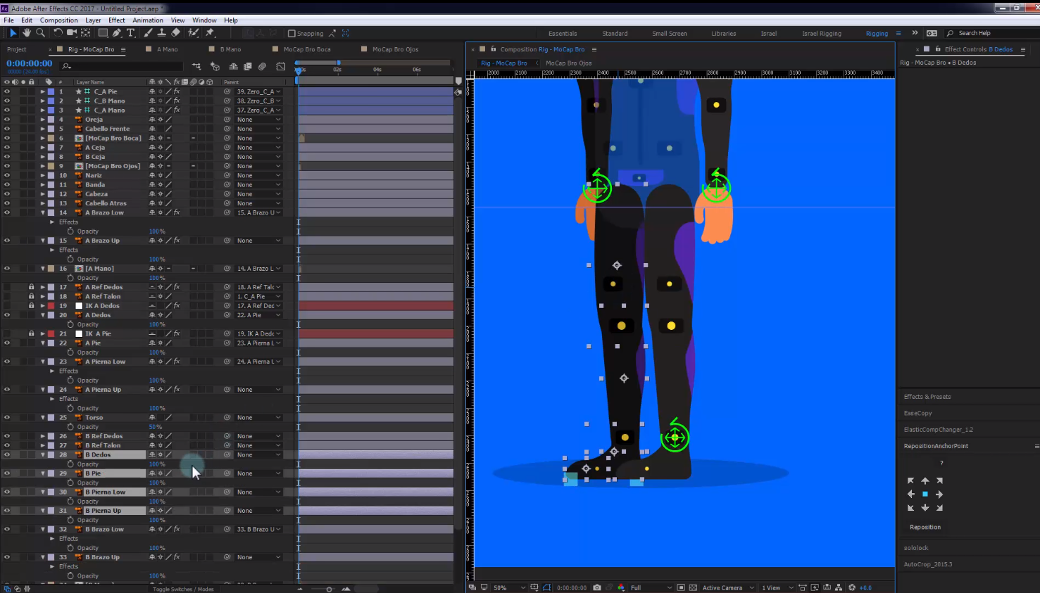 cómo animar un personaje en After Effects con punto de ancla