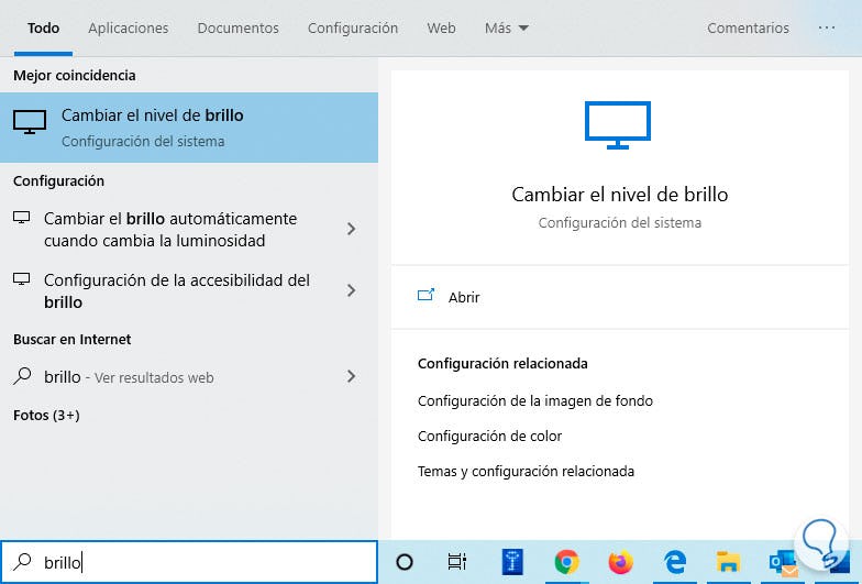 cambiar el brillo de pantalla en Windows 10