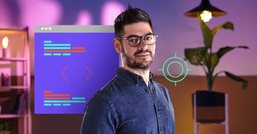 hombre empresario mirando a la cámara con gráficos de fondo