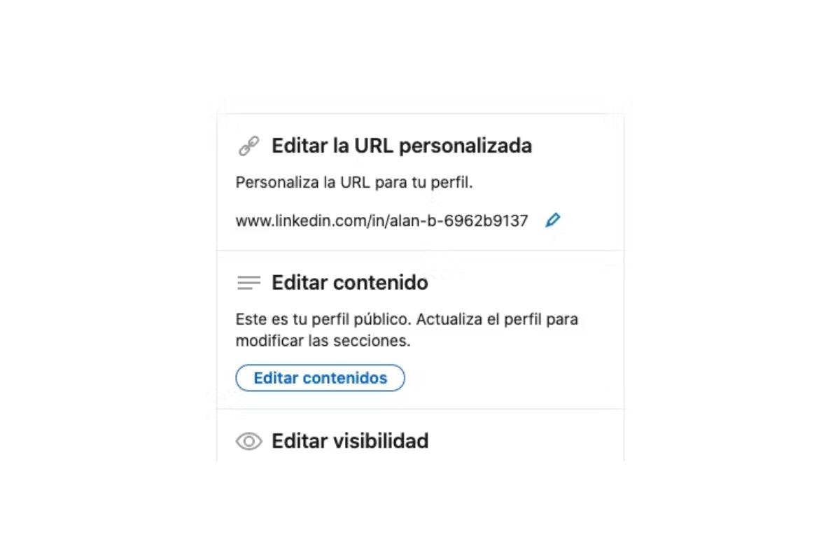 interfaz la url del perfil