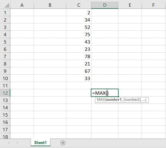 funcion max excel ejercicio