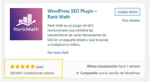 Cómo encontrar Rank Math SEO plugin en Wordpress