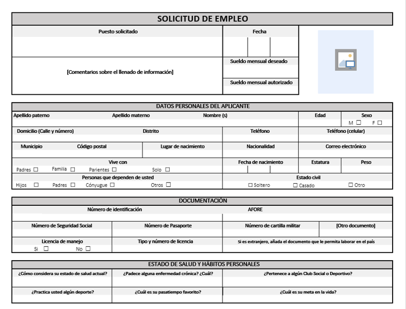  ejemplo de solicitud de empleo en Word