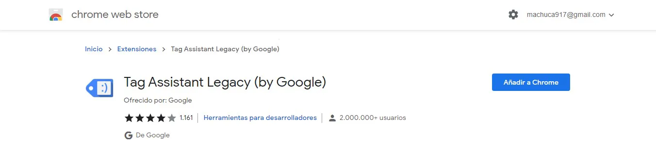 Extensión de Google Tag Assistant