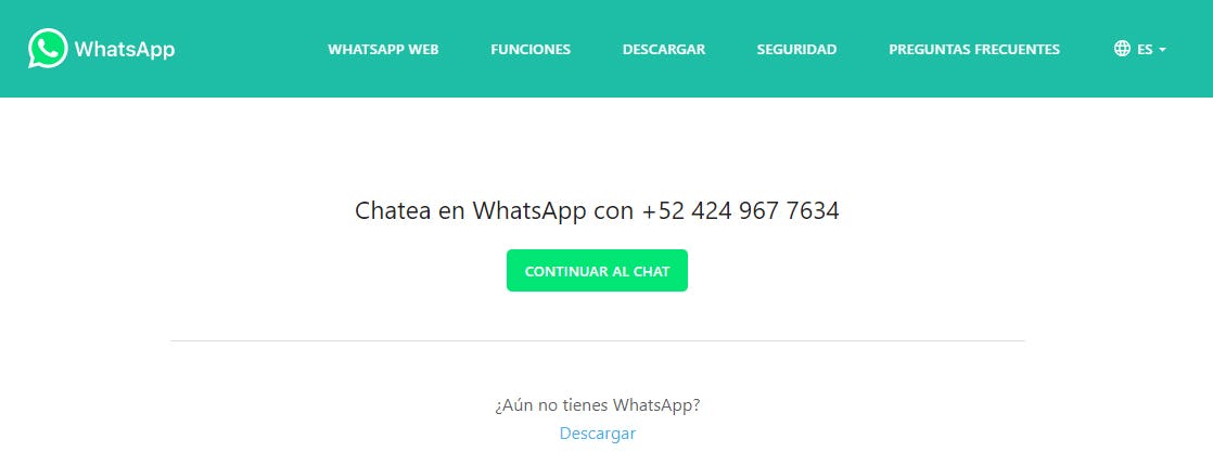 Página web oficial de WhatsApp