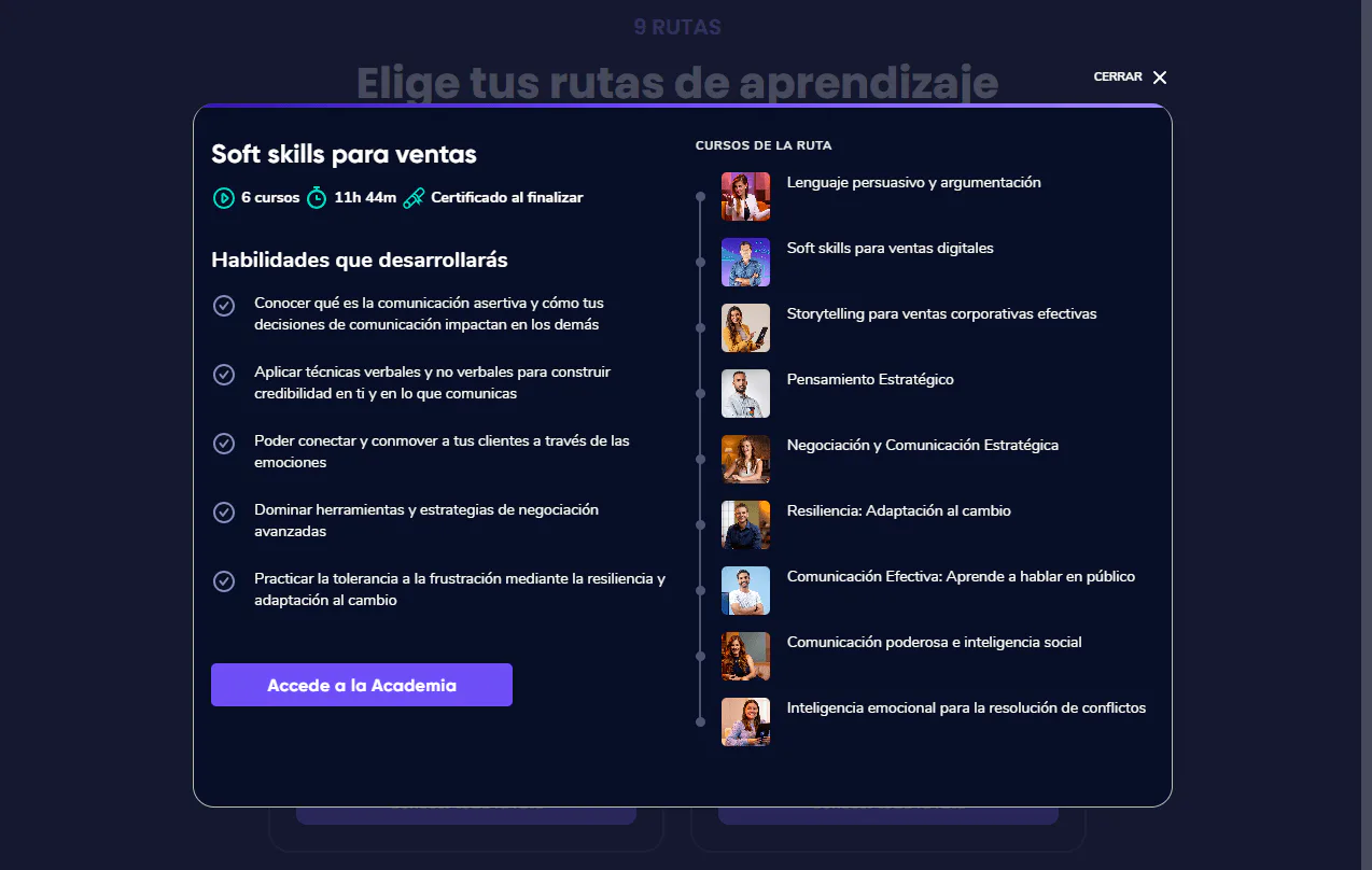 Academia de Ventas de Crehana cursos