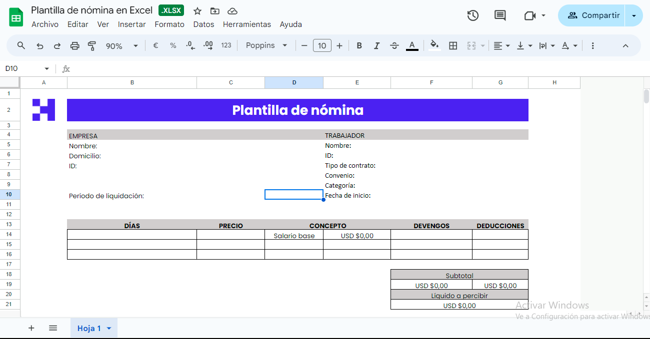 plantilla nomina excel