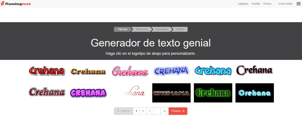 Flaming Text convesor de letras