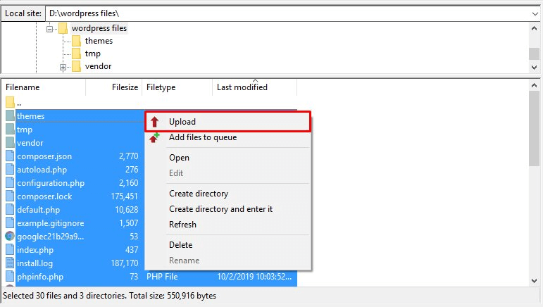 Local site: wordpress files