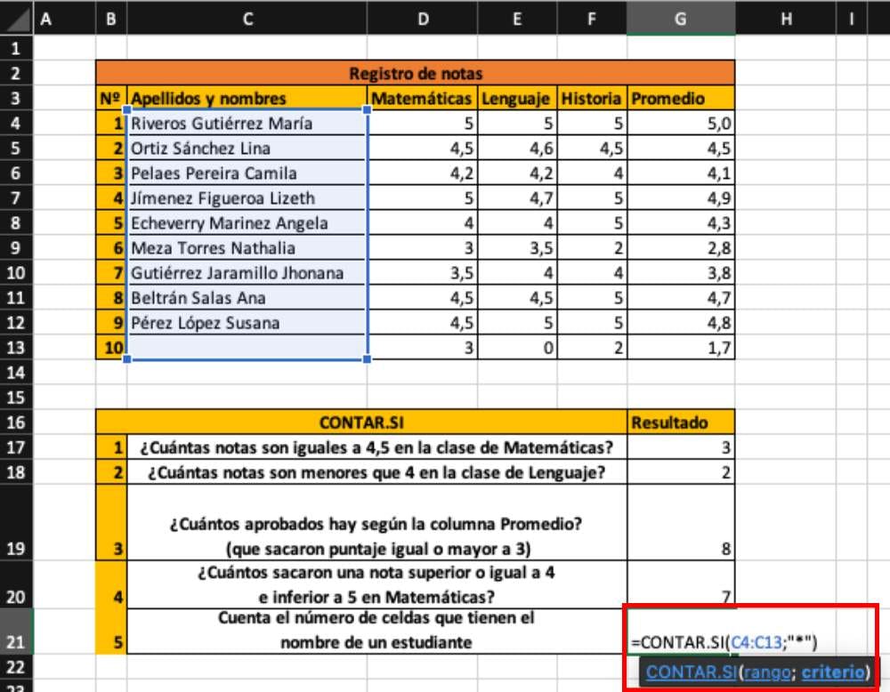 ¿Cuáles son los caracteres comodín en la función CONTAR.SI?