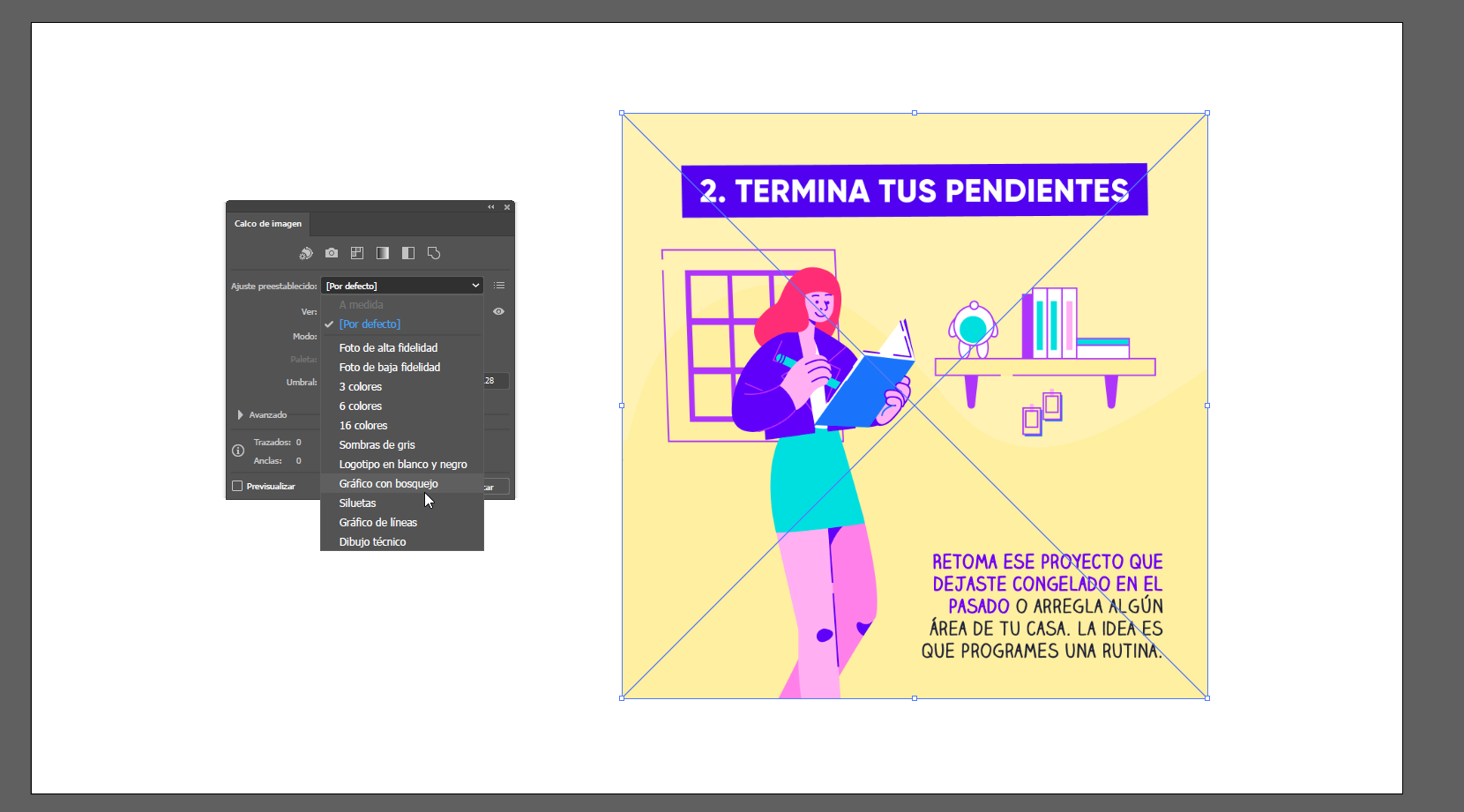 Calco de imagen en Adobe Illustrator 