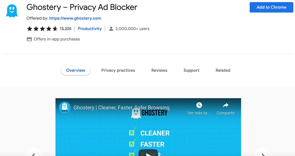 extensión Chrome Ghostery