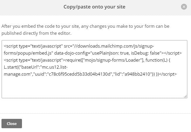 creación de formularios en Mailchimp