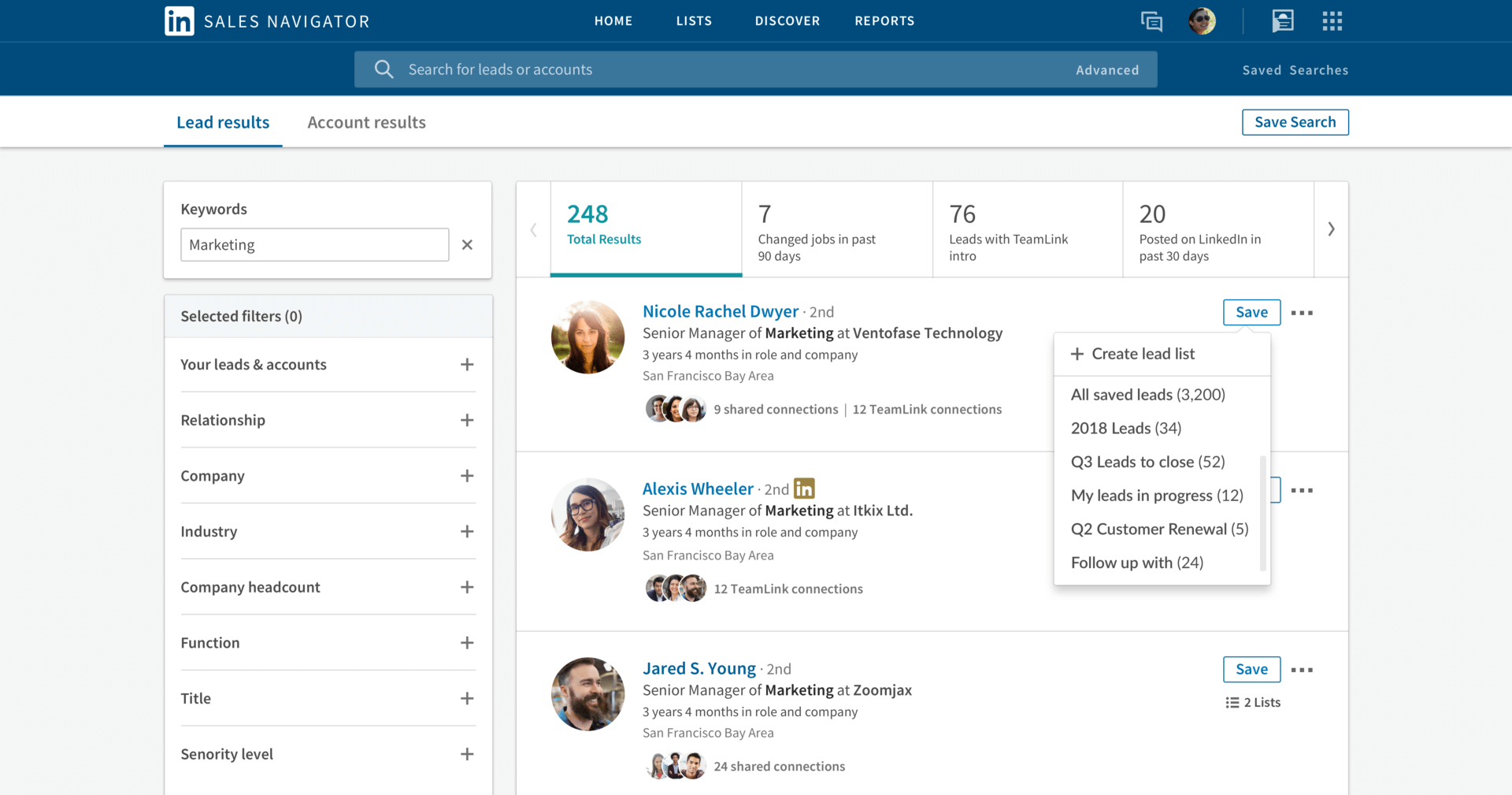landing de linkedin sales navigator