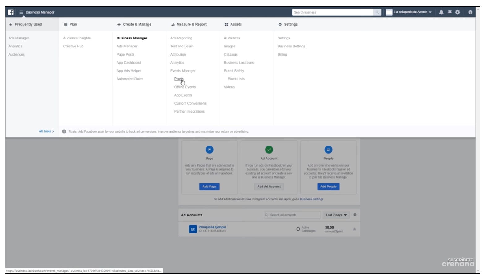paso 1 crear pixel de facebook