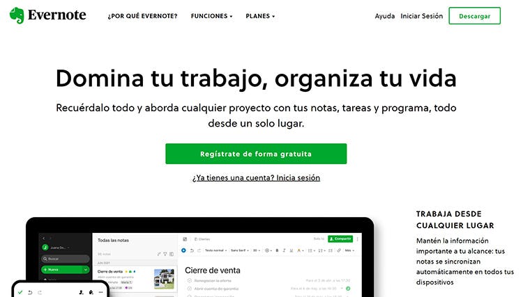 evernote app de productividad