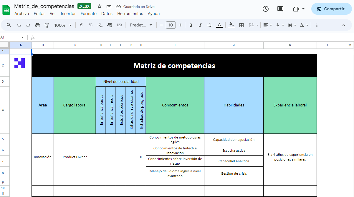 excel matriz de competencias