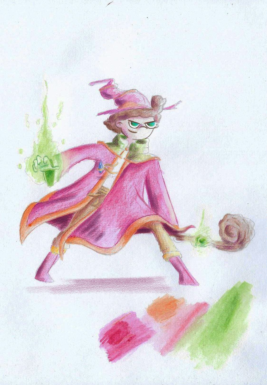 dibujo de un mago hecho a lápiz