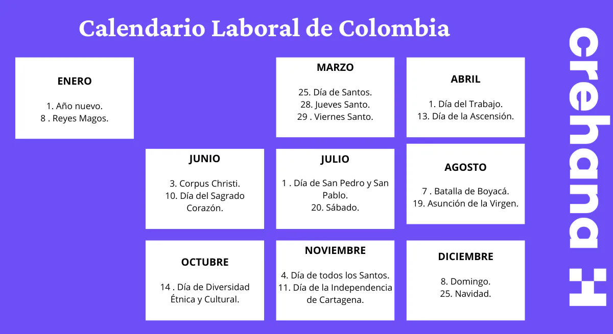 Calendario Laboral Colombia 2024