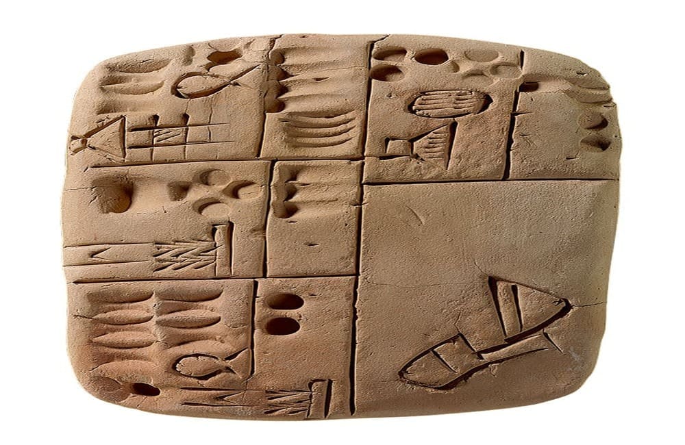 tablilla de arcilla con escritura cuneiforme