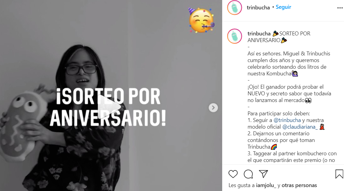 trinbucha instagram post sorteo aniversario