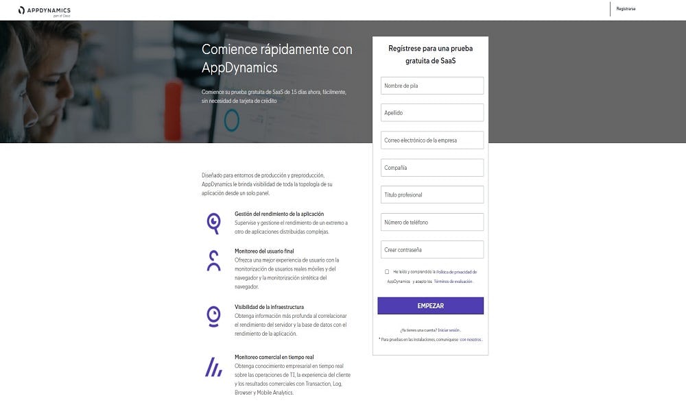 Landing Page AppDynamics
