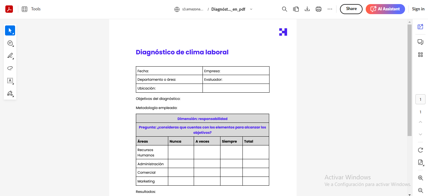 recurso gratuito de diagnóstico de clima laboral en pdf