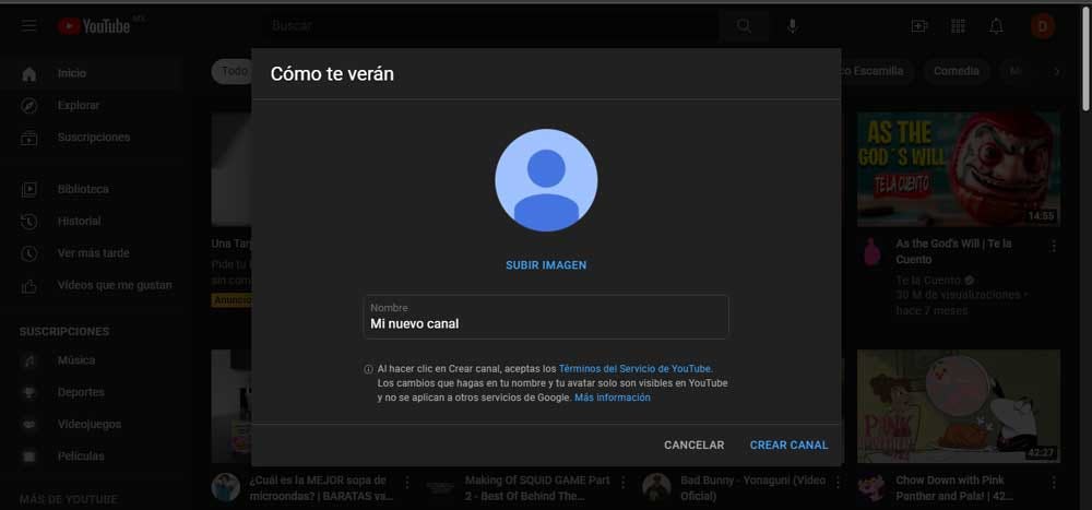 como abrir un canal de Youtube3
