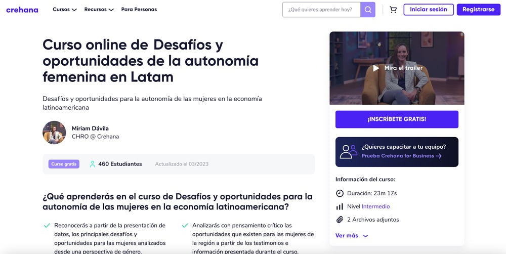 curso online de desafíos y oportunidades de la autonomía femenina en Latam