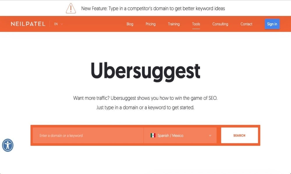 Ubersuggest diseñada con muchos beneficios keyword research 