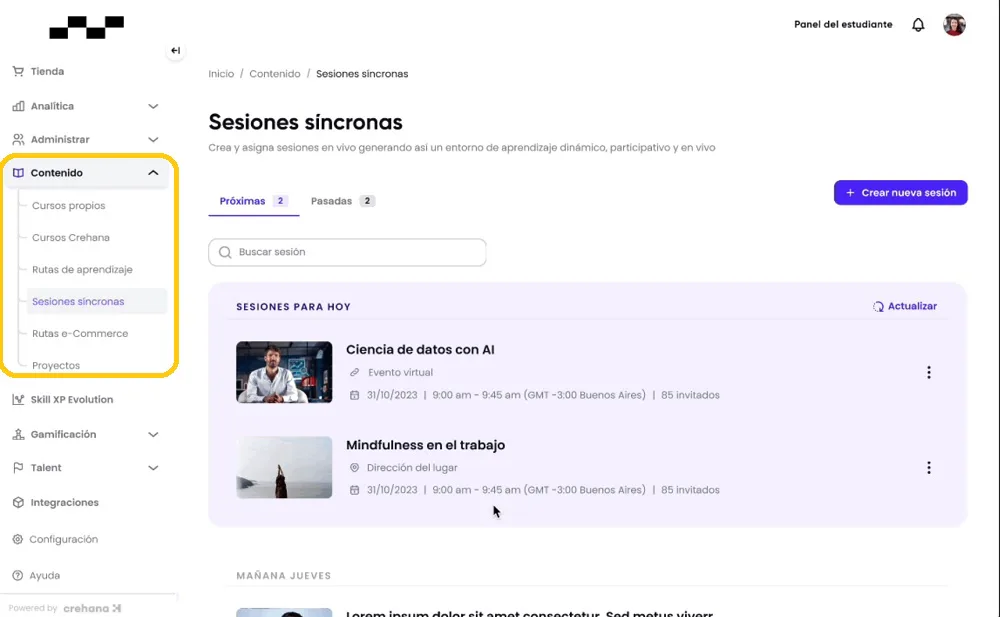 capacitaciones en vivo en crehana