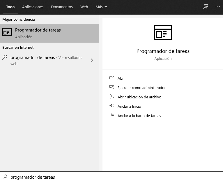 programador de tareas en Windows