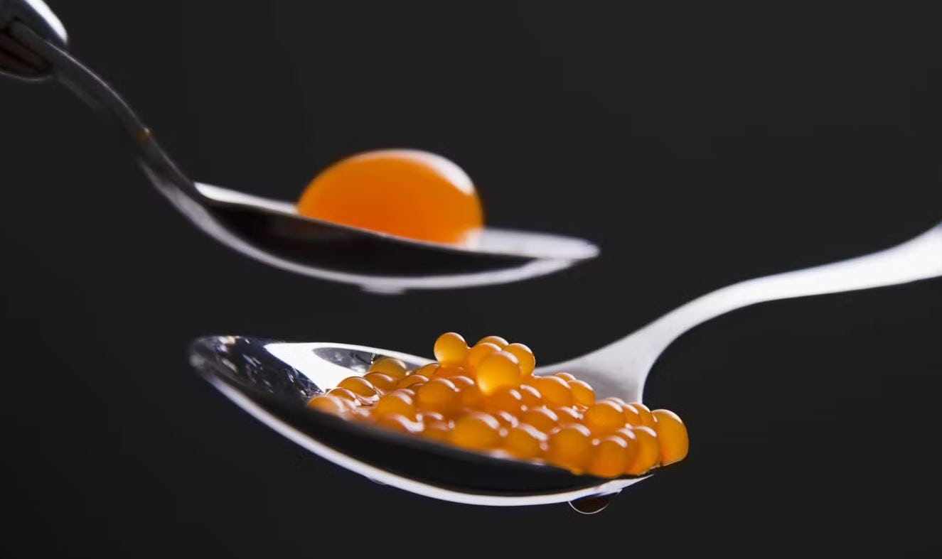 Esferificaciones de naranja