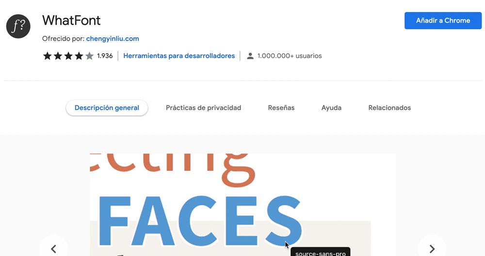 extensión de Google WhatFont