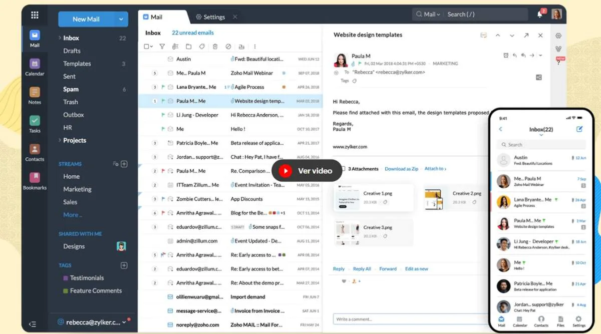 proveedor de email Zoho