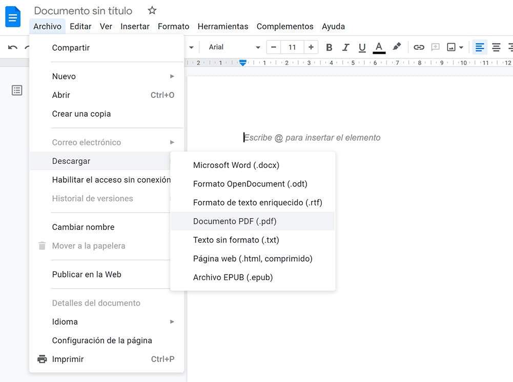 como hacer un formato pdf con google