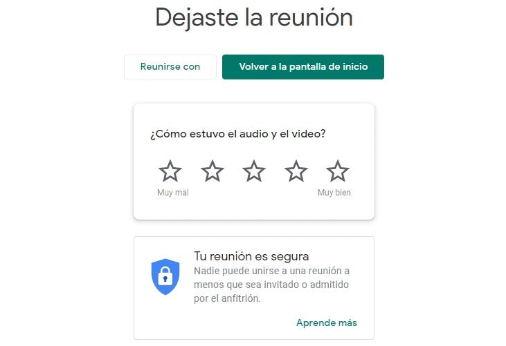 Finalizar una reunión en Meet