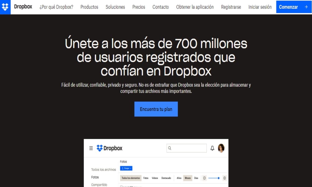 Dropbox y sus funciones clásicas de un software de productividad