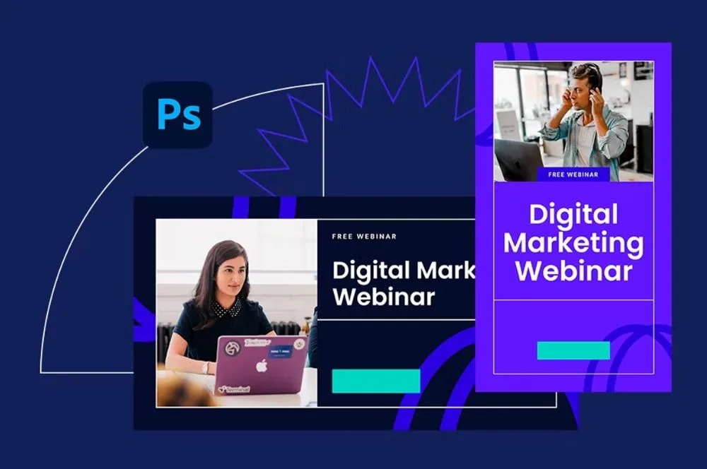 Diseño de plantillas de banners para webinars.