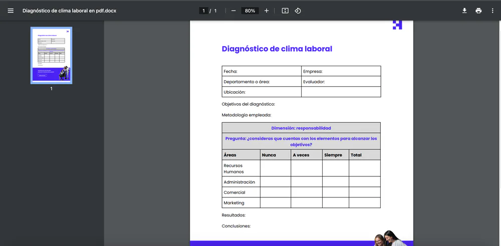 diagnóstico de clima laboral en PDF