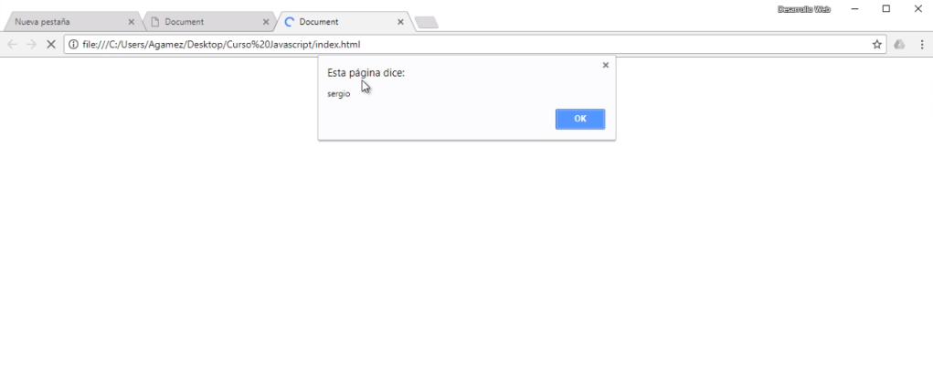 Ejemplos variables Javascript navegador