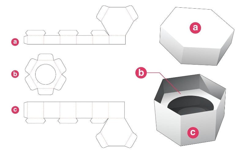 Molde para caja hexagonal