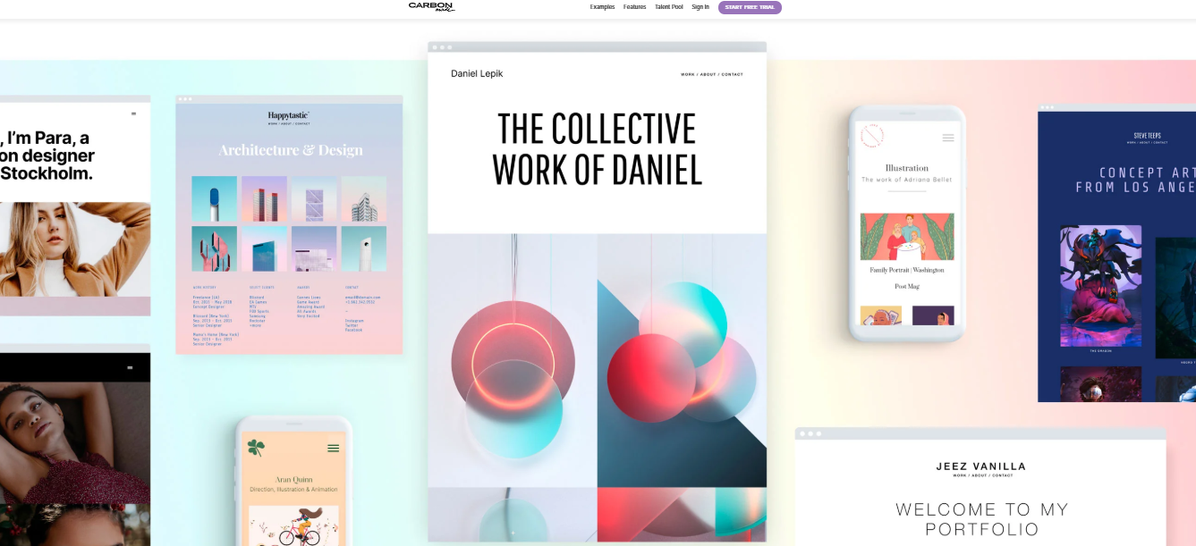 carbonmade página para hacer portafolios digitales