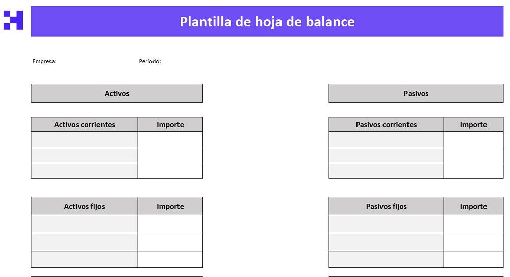 plantilla de hoja de balance