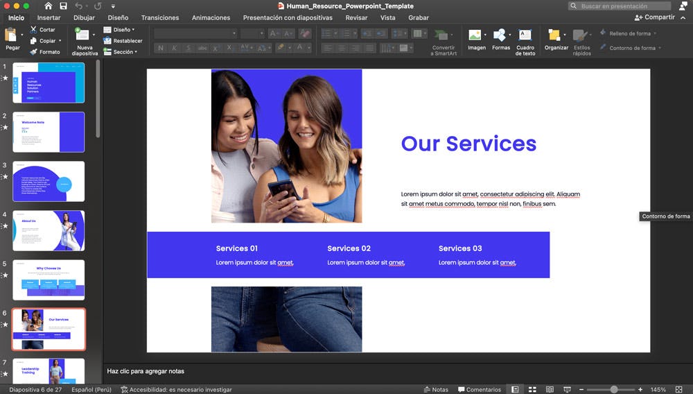 Plantilla de recursos humanos para hacer presentaciones efectivas