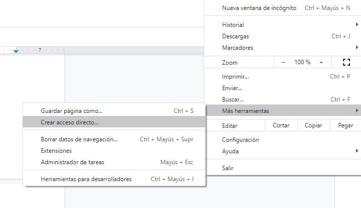 acceso directo en Chrome