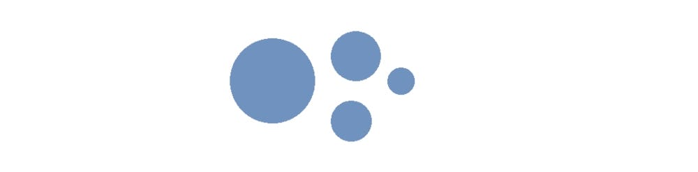 círculos morados de diferente tamaño sobre fondo blanco